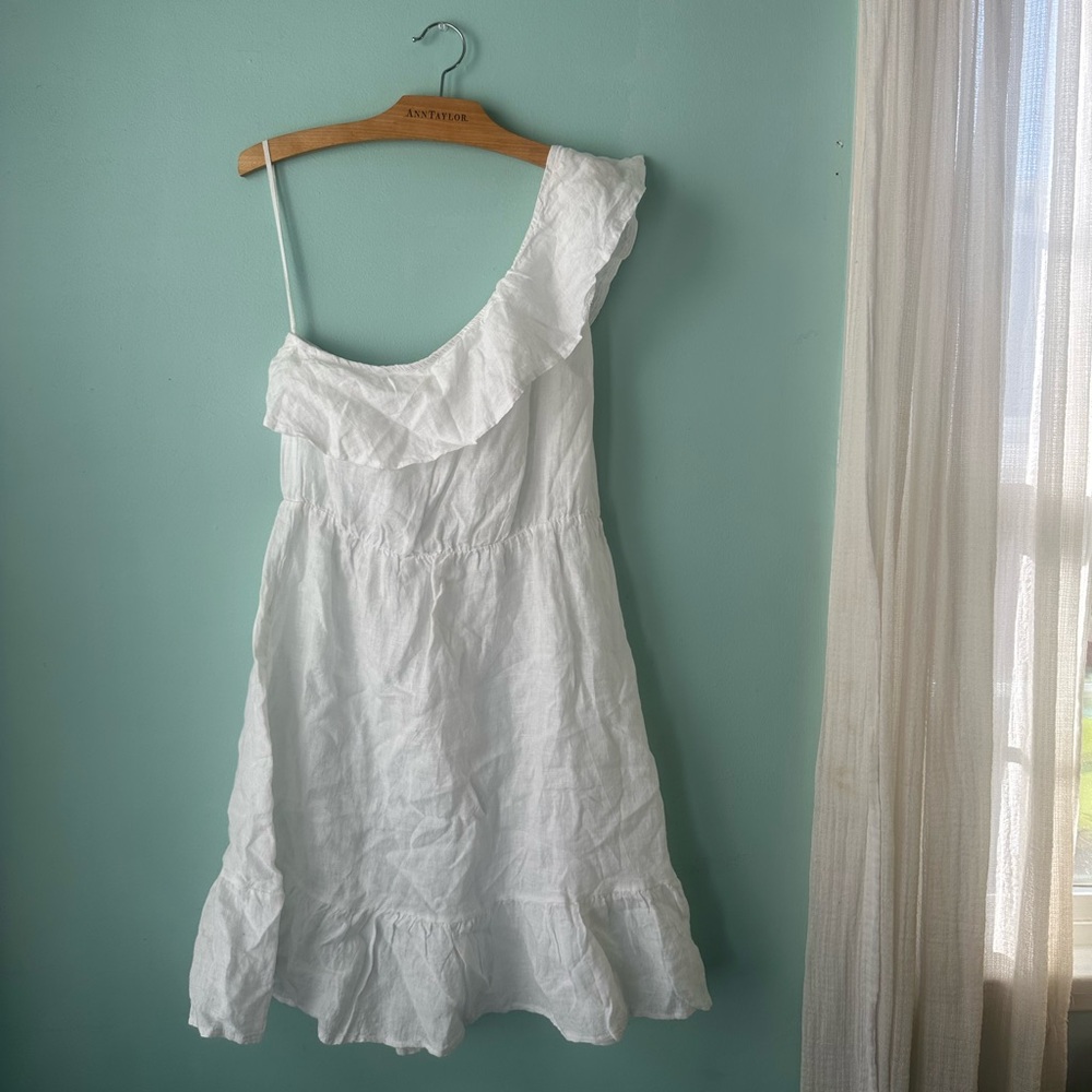 Valentina Naldi Made in Italy 100% linen dress / sundress, white, size medium